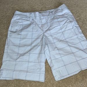 blue and white shorts